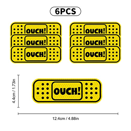 6 Pack Bandaid Stickers, Nouiroy Car Reflective Sticker,4.8 * 1.7In Ouch Bandaid Sticker For Car Dent Scratch Cover Band Aid Decals Adhesive Vinyl Decal,Yellow #TOP2