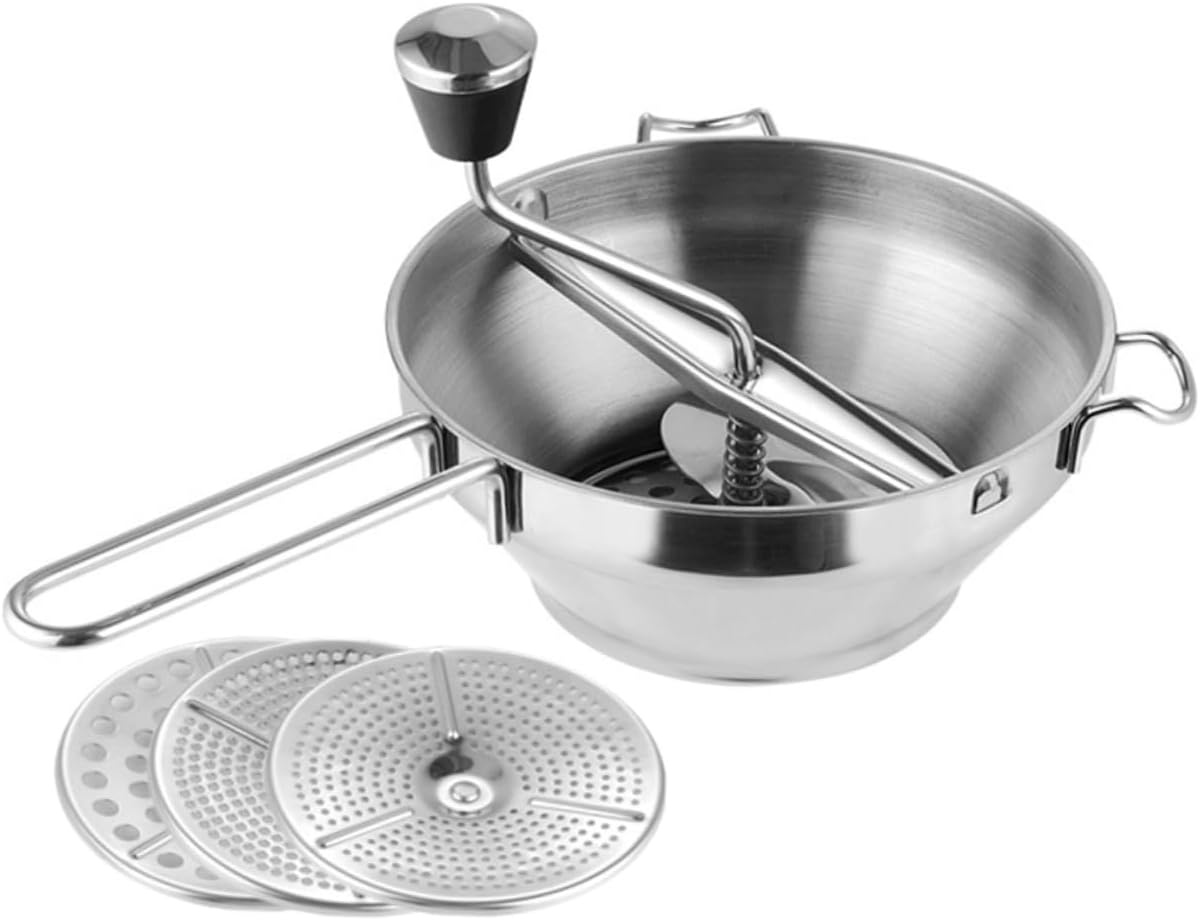 Luxshiny Stainless Steel Manual Potato Ricer and Masher Ergonomic Food Grinding Tool for Easy Pureeing of Fruits and Vegetables Compact Design for Home and Commercial Use