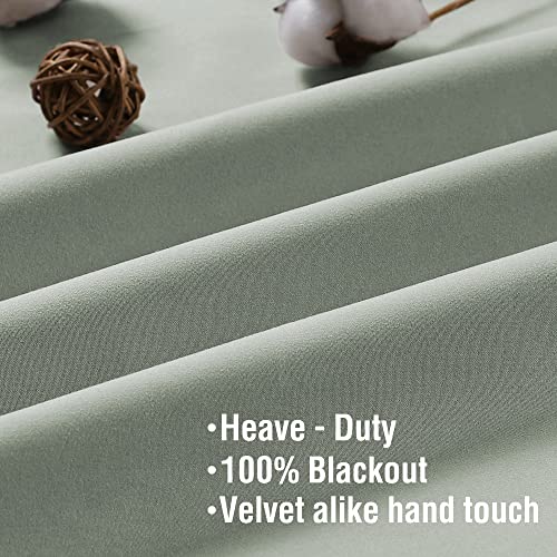 H.versailtex 100% Blackout Curtains 84 Inches Long Full Light Blocking Curtain Draperies For Bedroom Living Room Thermal Insulated Functional Soft Thick Window Treatment Set Of 2 Panels, Light Sage #TOP6