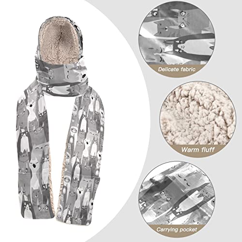 Long Winter Scarf Gloves Mittens Neck Gaiter with Pockets Bandana Shawl Wrap4