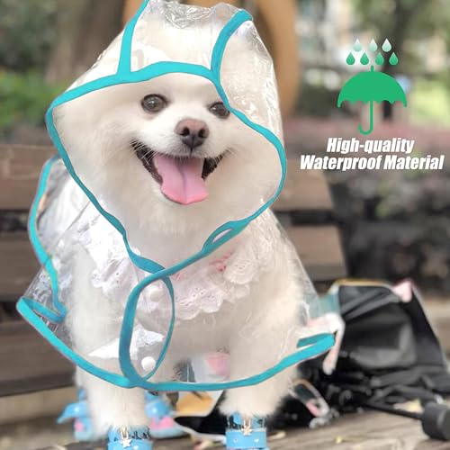 SSyang Pet Raincoat, Raincoat for Dogs with Hood Waterproof for Small and Medium Dogs Adjustable Transparent Poncho Raincoat (M,Blue) - Image 4