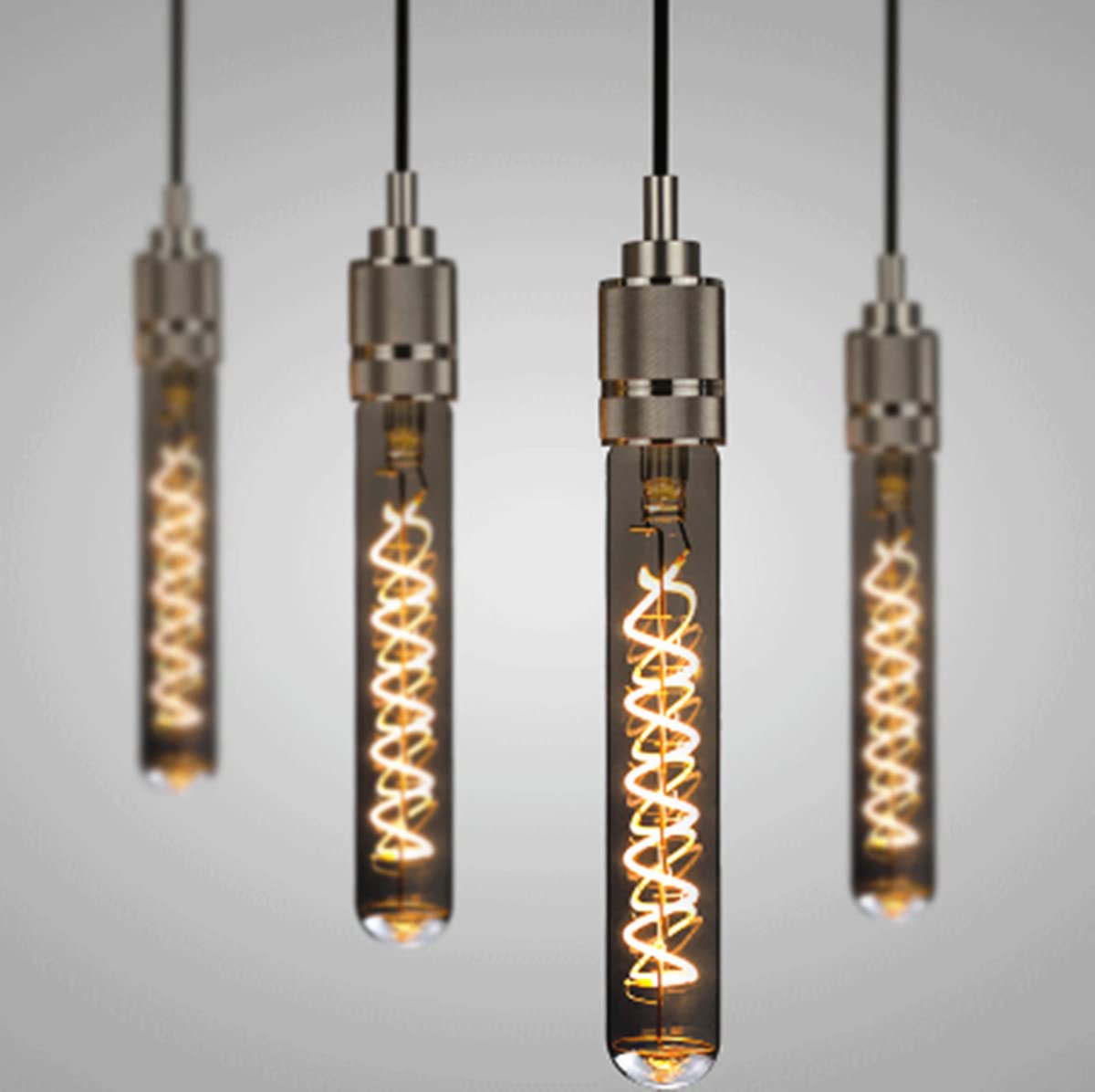 LED Edison Birne, Vintage Spiralfaden Glühbirne 4W E27 Sockel, Dekorative Glühbirne aus rauchgrauem Glas für Hochzeit im Schlafzimmer (2 Packung, T185)