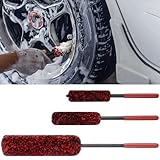 Mikikit 3 Stück Reifenbürsten mit Flexiblen Bürstenköpfen Autoreifen Reinigungsset aus Robustem Kunststoff Felgenbürsten für Schonende Fahrzeugpflege