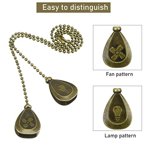 Image of Patelai 4 Pieces Ceiling Fan Pull Chain Extender Ornament 12 Inch Ceiling Pull Chain Extension Classic Drop Shaped Pendant Beaded Ball Cord for Fan light lamp decorative with Connector(Cinnamon)