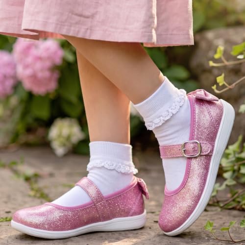 WateLves Toddler Girls Wide Ballet Flats Mary Jane Dress Shoes (Pink, 29) — view 2
