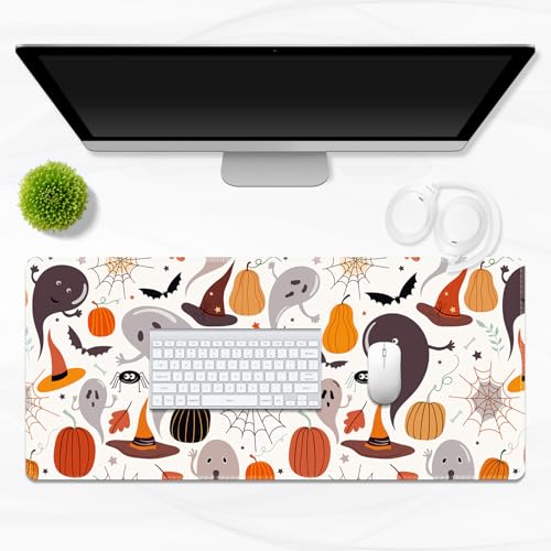 Lauspuck Cute Halloween Ghost Desk Decor Mat, Large Gaming Mouse Pad with Stitched Edges, Computer Game Mouse Mat for Keyboard Laptop (Halloween Stickers) — view 6
