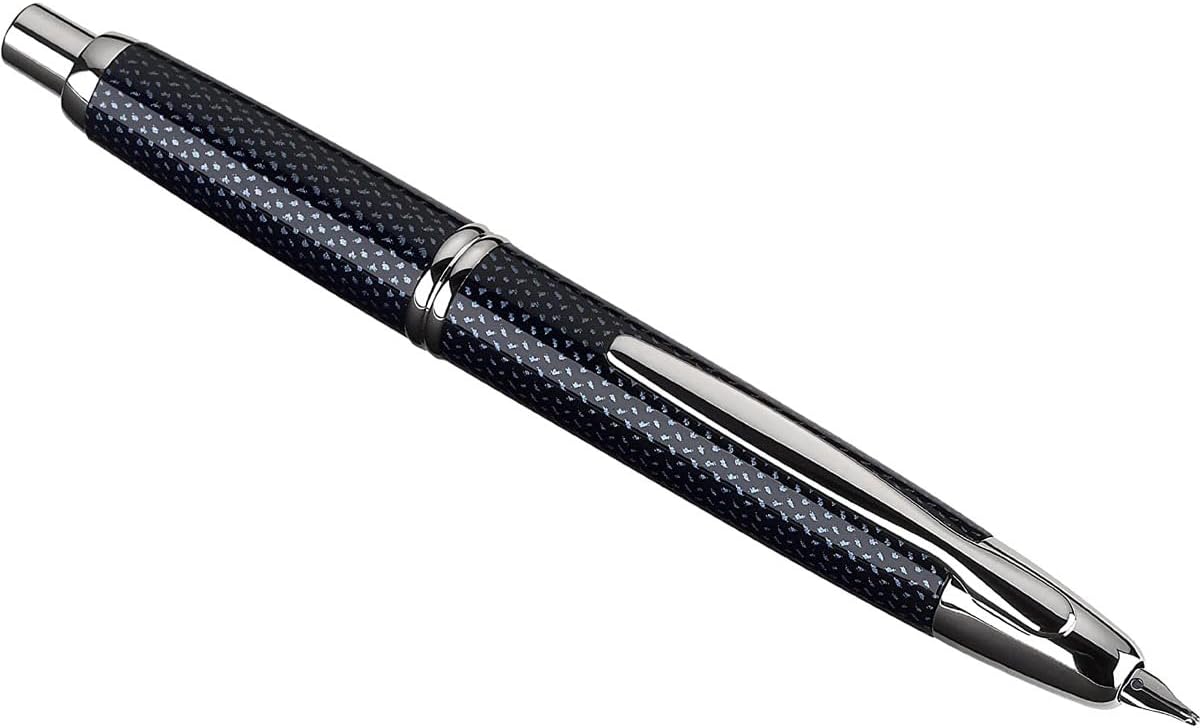 PILOT Vanishing Point Collection Retractable Fountain Pen, Blue Carbonesque with Rhodium Accents, Blue Ink, Fine Nib (60149)