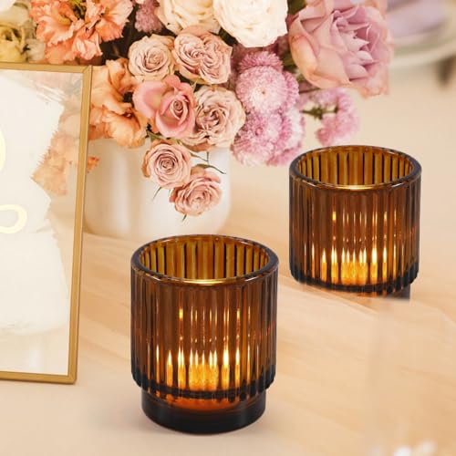 Dyrfolm 12 Pcs Amber Votive Candle Holders, Glass by Dyrfolm - Used condition - Image 4