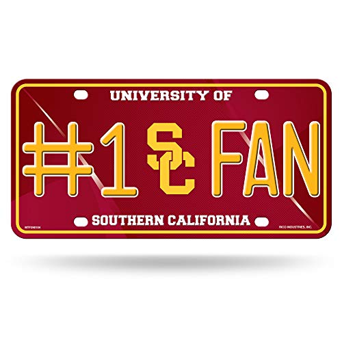 Rico Industries NCAA USC Trojans - Interlocking SC #1 Fan Metal License Plate Tag 6 x 11.5-"