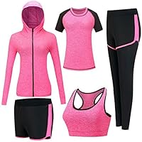 ZETIY Conjuntos de Chándal Mujer 5 Piezas Traje de Yoga Completo