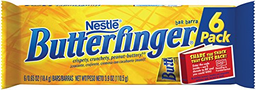 BUTTERFINGER CHOCOLATE CANDY BARS SNACK TIME SIZE 6 CT