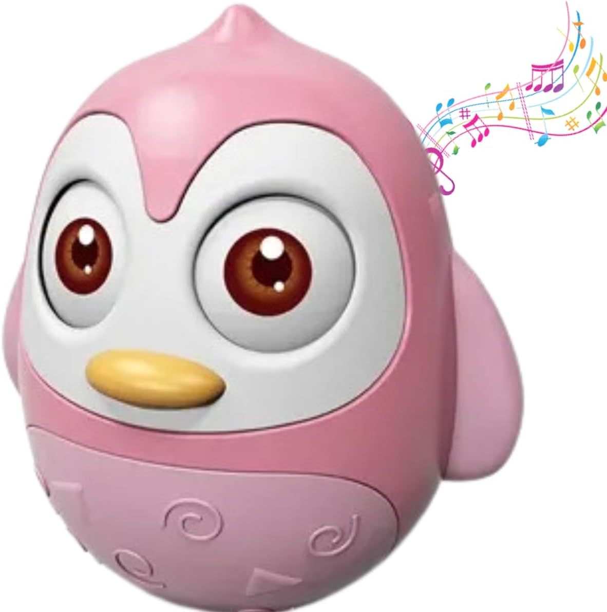 Roly Poly Tumbling Toy, Sweet Musical Toy, Push and Shake Wobbling Bell Sounds, Penguine Shape, Suitable for Kids 3 Months to 2 Years, Size 13 cm, Blue Colour