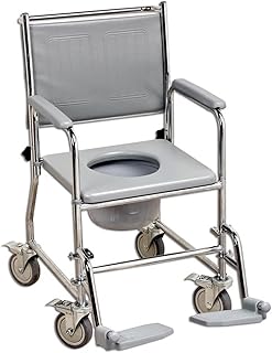 NRS Healthcare L22056 – Toilet Chair with Wheels, Fixed Height