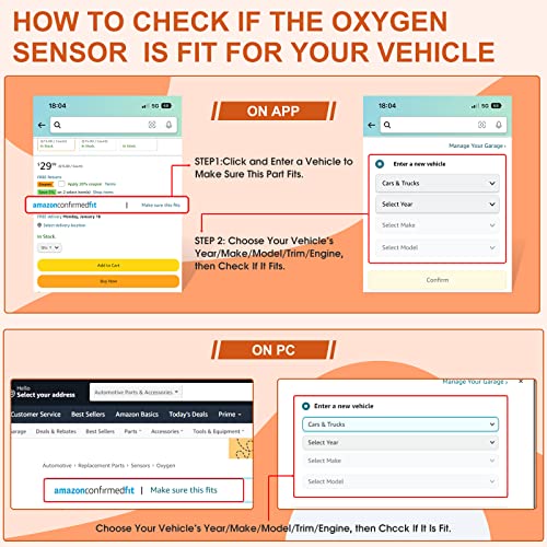 Gearzaar 15717 Oxygen Sensor O2 Sensor Upstream Downstream Compatiable With Ford F150 F250 F350 Ranger Escape Explorer Mustang Foucs Expedition Mazda Lincoln Jaguar Mercury 15716 15718 4 Pack #TOP6