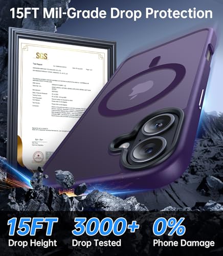 Coque iPhone 16 Plus MagSafe violette avec verre et protection objectif