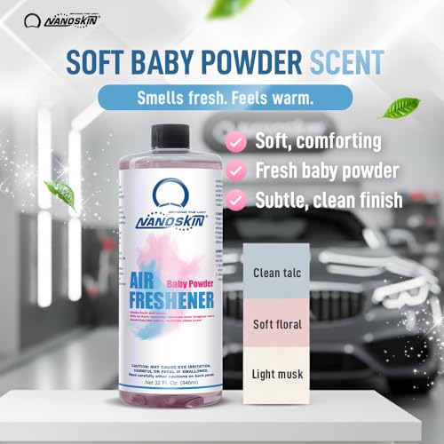Image of Nanoskin Concentrated Air Freshener - BABY POWDER - Emits Fragrant Scent with Odor Eliminator into The Air to Freshen Interior | Adjustable Dilution up to 9:1 | For Automotive, Home, Office & More