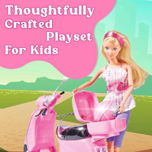 Image of Steffi Love Chic City Scooter| Doll Set for Girls| Complete Realistic Playset with Doll, Vibrant Scooter & Helmet for Imaginative Play| Ideal Gift for Girls of 3+ & Above