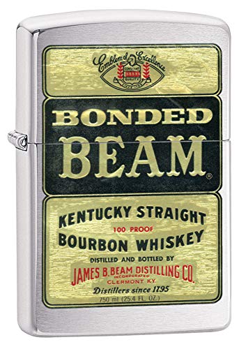 Zippo Jim Beam Bonded Beam Brushed Chrome Pocket Lighter
