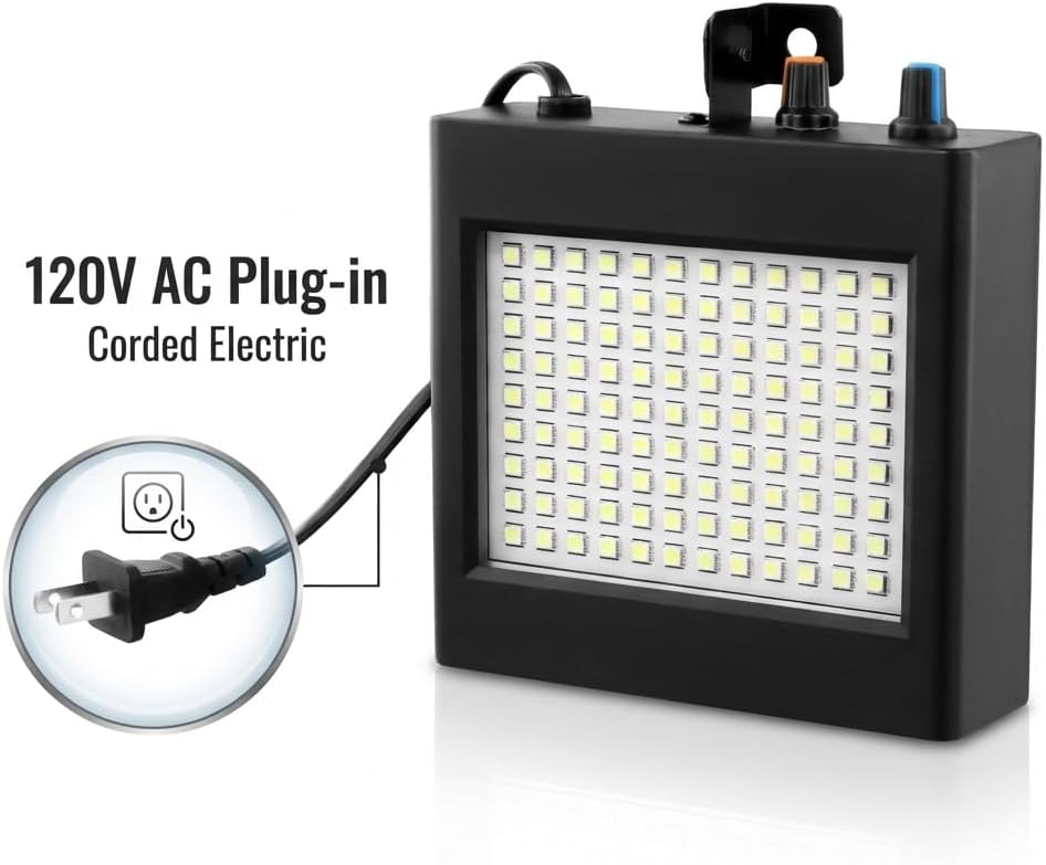 QWORK 108 LED Strobe Light Sound Activated - Plug-in Flash Lamp with Adjustable Speed for Parties