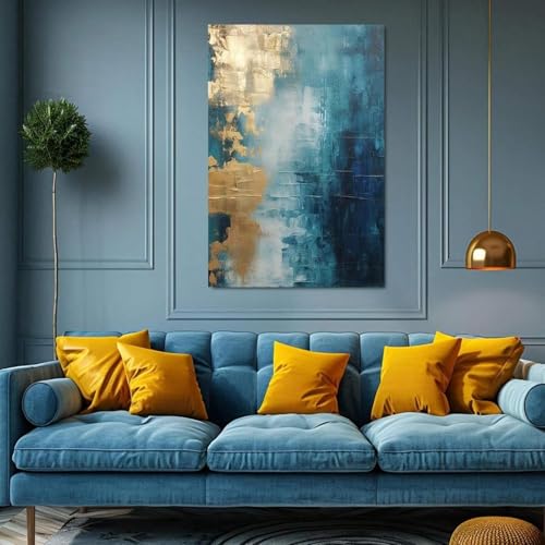 Affiches de salon modernes et tableaux abstraits bleu marine - 4