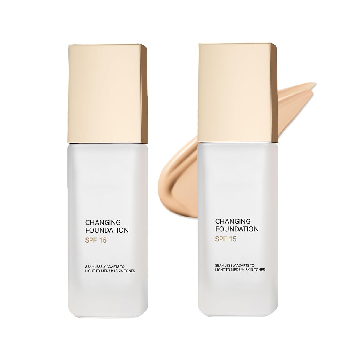 Color Changing Foundation Makeup, Magical Color Changing Foundation with SPF15, Even Skin Tone BB Cream Makeup Base Concealer, Lightweight, Moisturizes for All Skin (2PCS)