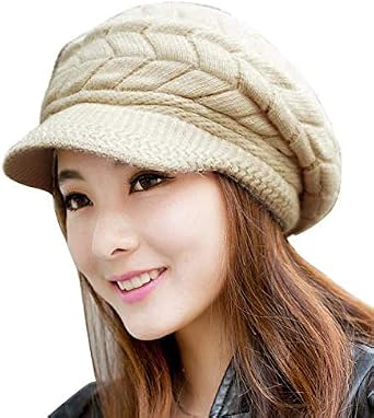 BOIYI Womens Wool Knitted Visor Beanie 
