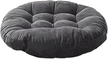 Japanese Large Linen Tatami Floor Pillow,Round Futon,Thicken Tufted Corduroy Seat Cushion,Solid Color Floor Cushion,Yoga Meditation Cushions Balcony OutdoorSize1 Piece,ColorDark Gray