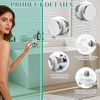 Alise Shower Door Handle, Sliding Shower Doors Knob, Heavy Duty Solid SUS304 Stainless Steel Knob, One Sided Pull Hardware Replacement Parts for Bathroom Glass Doors, Polished Chrome
