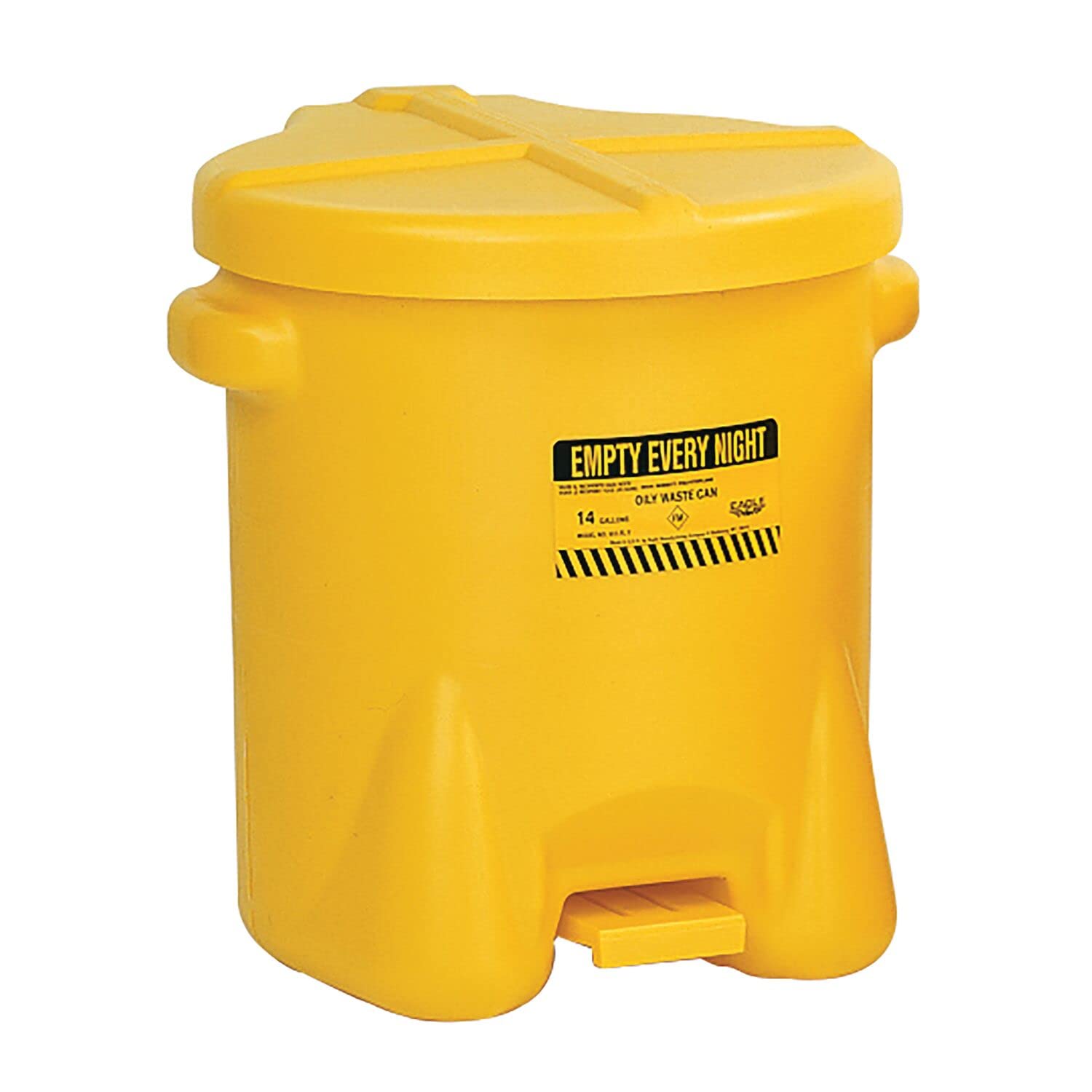 Eagle 933FL Oily Waste Polyethylene Safety Can with Foot Lever, 6 Gallon Capacity, Red