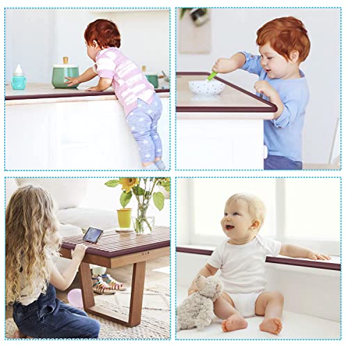 Image of SYGA Baby Safety Strip Furniture Edge Guard Cushion Corner Cover 2 Meter 6.5 feet Tape Infant Bump Protector (L Shape Brown)
