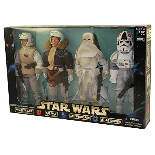 Star Wars Action Collection 12 Luke Skywalker in Hoth Gear, Han Solo in Hoth Gear, Snowtrooper, at-at Driver Figure Set