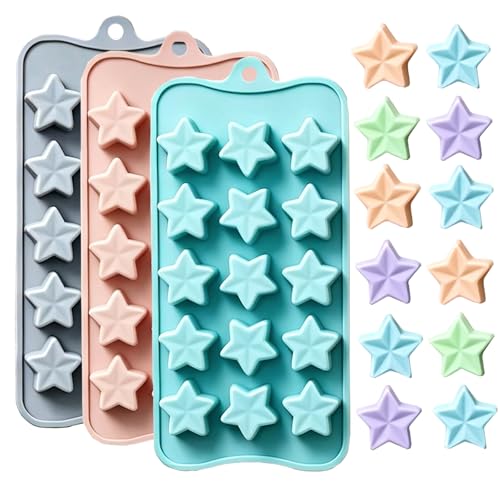 Star Silicone Molds for Chocolate & Ice Cube - 15 Cavity Food Grade Small Star Ice Cube Tray for Cake Wax Melts Jello 4th of July Independence Day Decorations