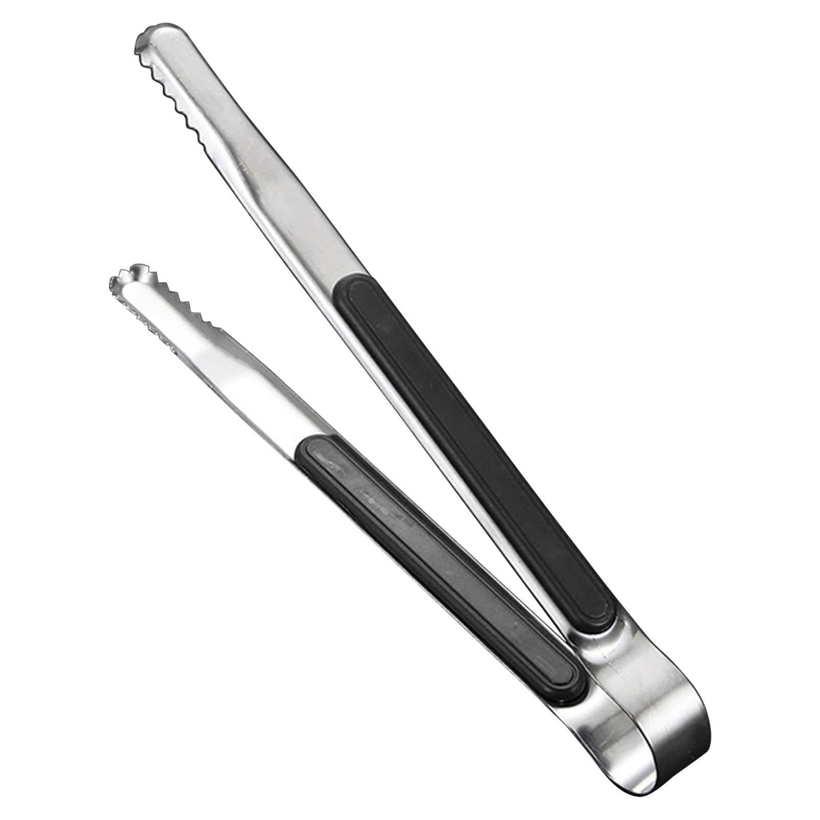 Pince de cuisine, ustensiles en acier inoxydable très résistants, résistants à la chaleur, pour frire, cuisiner, pâtisserie, salade, service – 22,9 cm de long, design antidérapant