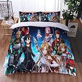 Japanese Anime SAO Sword Art Online 3D Duvet Cover Set Household Otaku Bedding Sets Comforter Cover with Soft Lightweight Microfiber 1 Duvet Cover and 2 Pillow Cover,c-2119,Twin:68'x86'/172*218cm