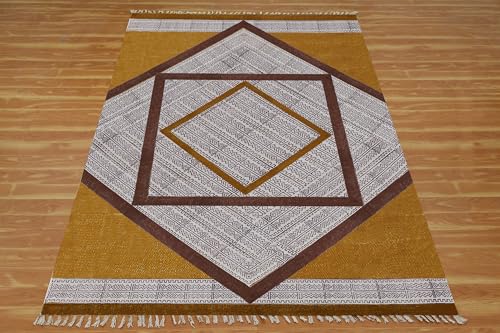Tapis lavable en coton jaune beige pour éviter la poussière - 5