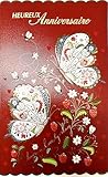 Fabriqué en Europe 15-6578 Carte Heureux Anniversaire Fille Femme - Fleurs Papillons - Avec Enveloppe Blanche format 12x19,5cm - Espace blanc réservé à l\'écriture