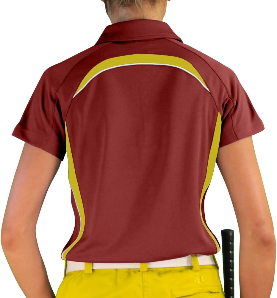 Ladies Eagle Golf Shirt - Maroon/Yellow