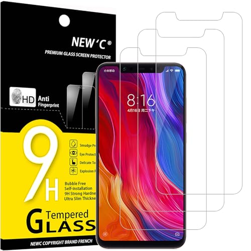 NEW'C Pellicola Vetro per Xiaomi Mi 8/Mi 8 Pro/Mi 8 Explorer Antigraffio