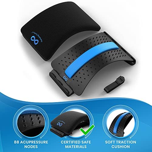 Everlasting Comfort Back Stretcher with 3 Adjustable Arch Levels, 88 Acupressure Nubs, Ultra Soft Memory Foam Cover - Spine Back Board, Massager Supports Lower Back Curve, Posture