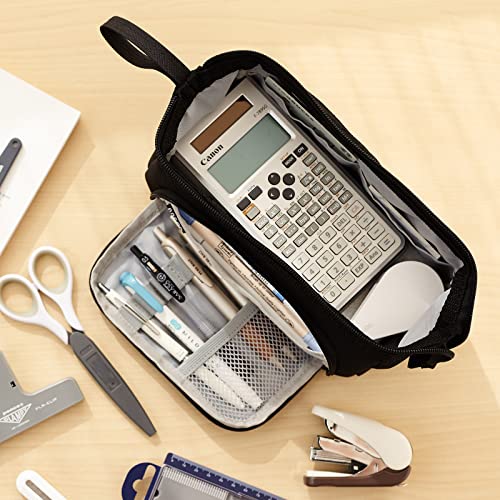 Hvomo Pencil Case Large Capacity Pencil Pouch Handheld Pen Bag Cosmetic Portable Gift For Office School Teen Girl Boy Men Women Adult (Black) #TOP4