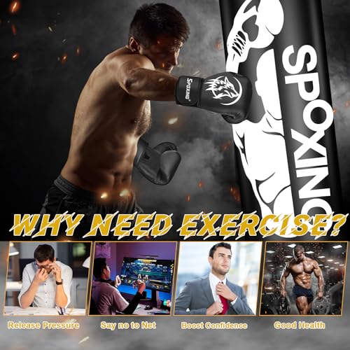 Heavy Punching Bag with Stand Adults Teens,70" Free Standing Boxing Bags,Kickboxing Training Equipment Bags for Beginners Kickboxing Training MMA Muay Thai Fitness Office Home Gym by SPOXING - Image 4