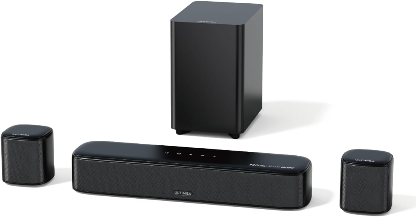 ULTIMEA 5.1 Channel Dolby Atmos Soundbar for TV with Subwoofer and Surround Speakers, App-Controlled Home Theater Audio System, HDMI eARC/Optical/AUX/Bluetooth, Aura A50 Pro