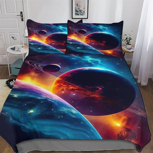 Housse de couette 200x200 parure de lit 3d linge de lit microfibre 3 pièces