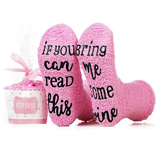 If You Can Read This Bring Me Some coffee/Chocolate Funny Word Socks Women, Best Birthday Gift Ideas - Gifts Set (Pink)