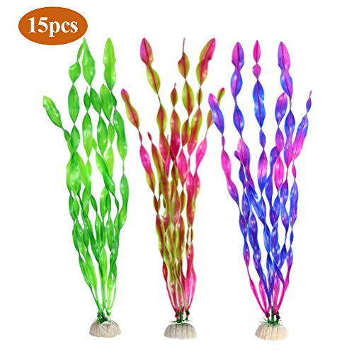 ATPWONZ 15pcs Artificial Seaweed Water Plants, Aquarium Artificial Plants, Plastic Fish Tank Plant D ATPWONZ 15pcs Artificial Seaweed Water Plants, Aquarium Artificial Plants, Plastic Fish Tank Plant D