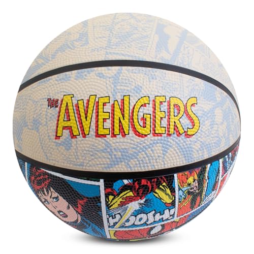 Hy-Pro Ballon de basketball Avengers sous licence officielle Taille 5 – Pour l'intérieur et l'extérieur avec design Marvel et graphique Retro Avengers –...