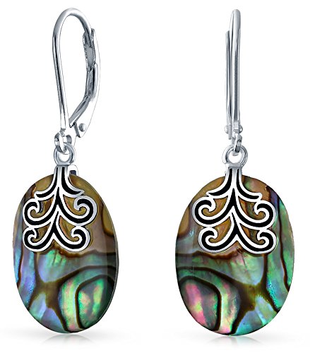 Boucles d'oreilles argent 925 filigrane et ormeau naturel chic - 4