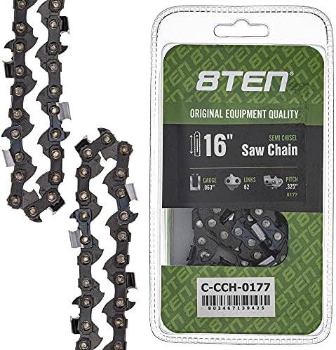 8TEN Semi Chisel Chainsaw Chain 16 Inch .063 .325 62DL for Stihl 025 MS 230 241 250 251 (1 Pack)