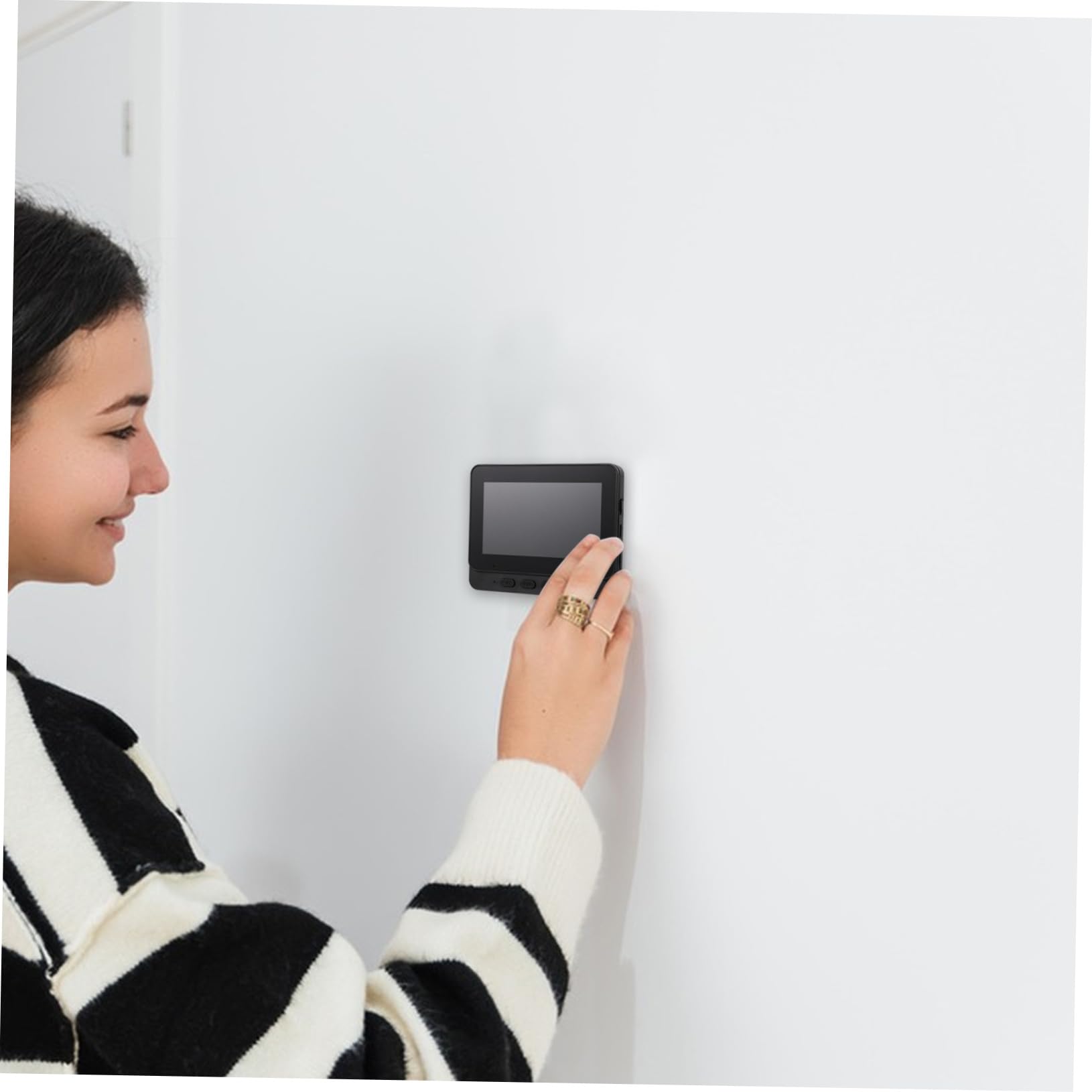jojofuny Videocitofono Wi‑fi Nero con Schermo da 4, 3 Pollici | Monitor Video, Installazione Semplice, Uso per Sicurezza Domestica e Controllo a Distanza