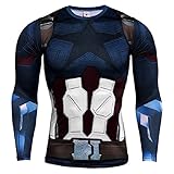LILLIWEEN Men's Super-Hero Compression Sports Fitness T-Shirt 3D Print Quick-Drying Gym Ruining Base Layer S
